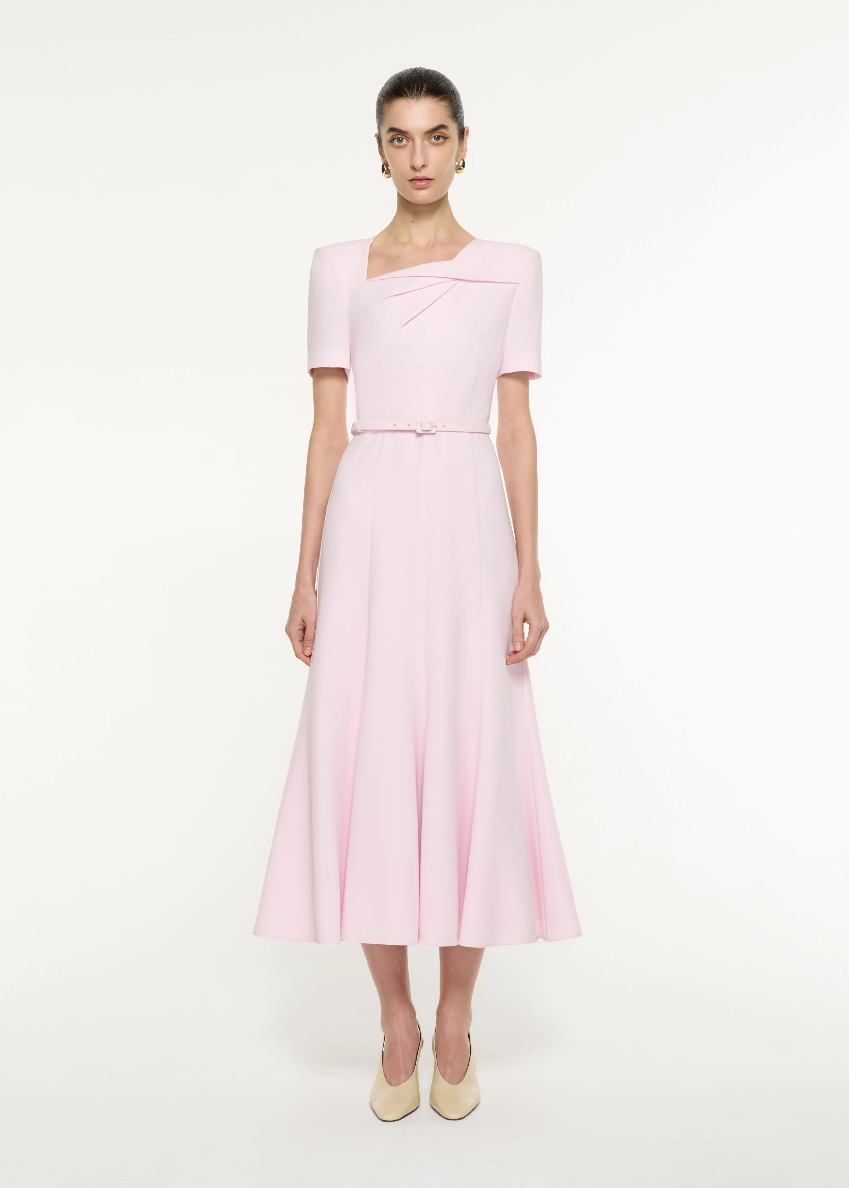 Tri-fold Drape Midi Dress