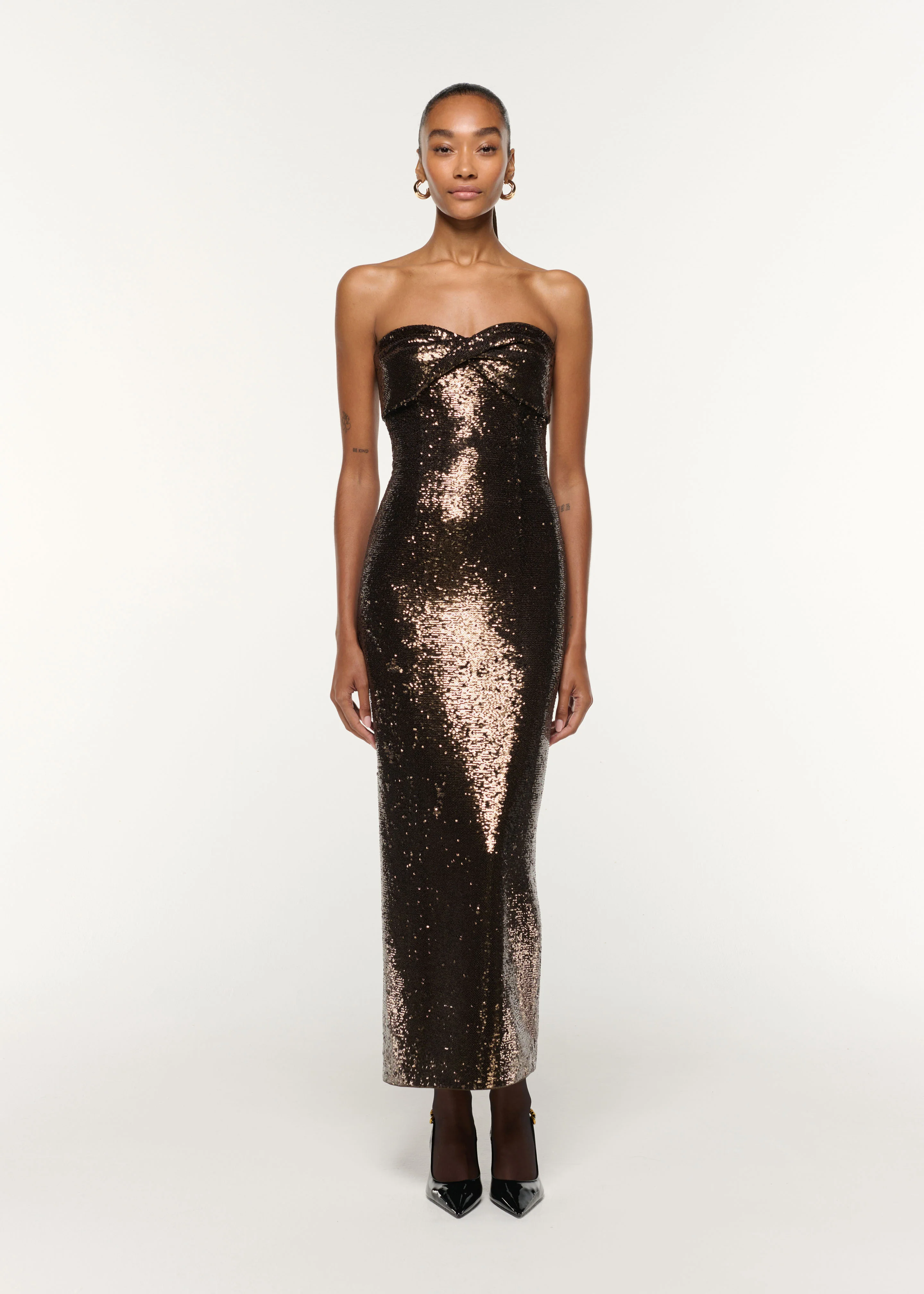 Twist Drape Sequin Dress