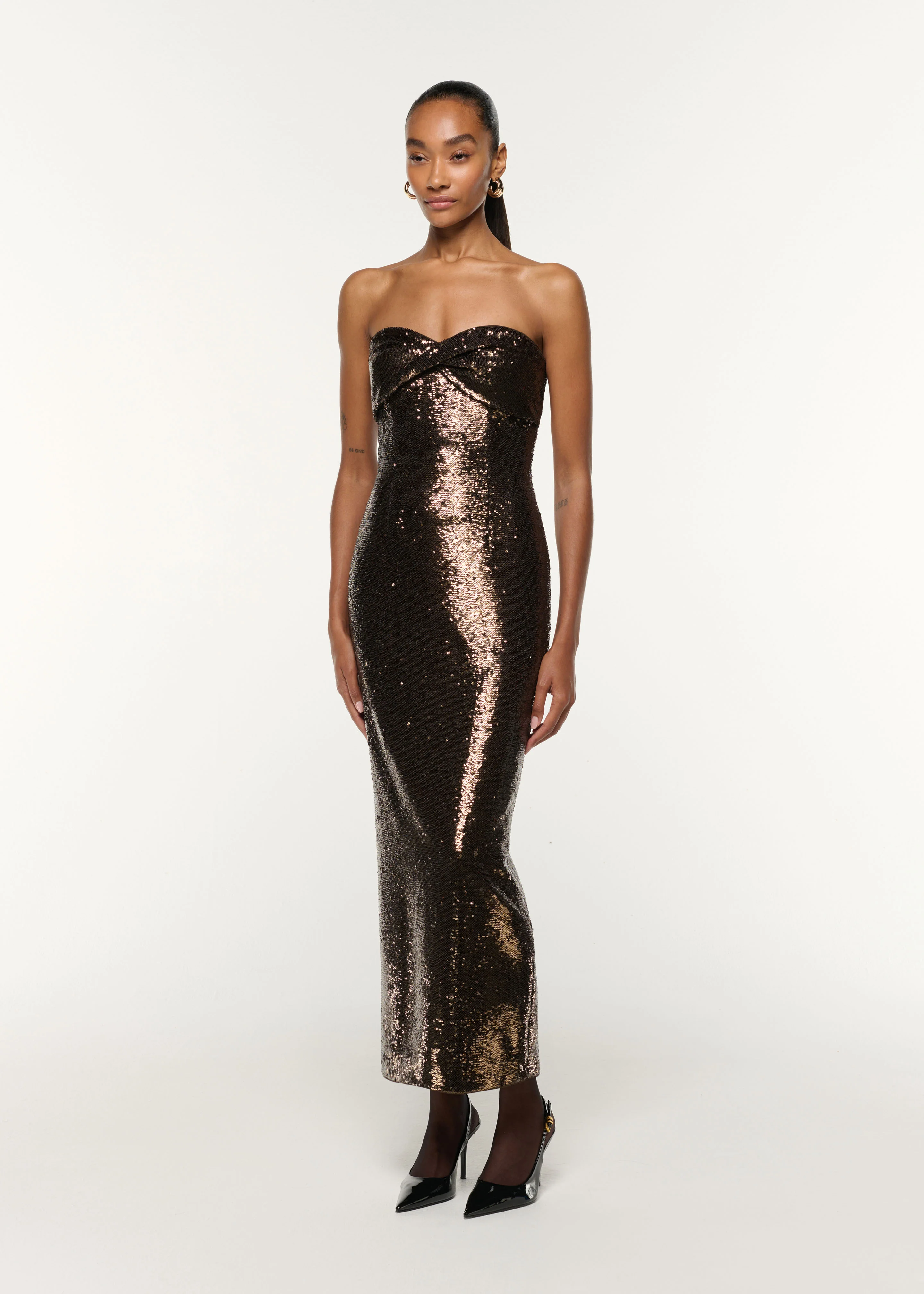 Twist Drape Sequin Dress - Image 2