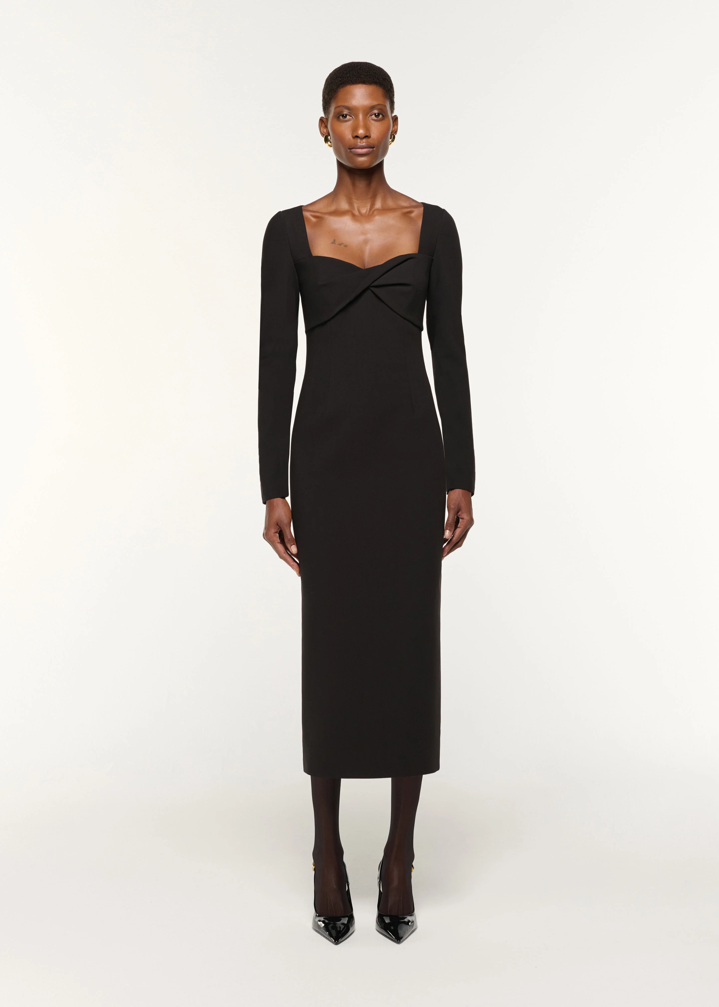 Twist Drape Stretch Crepe Dress