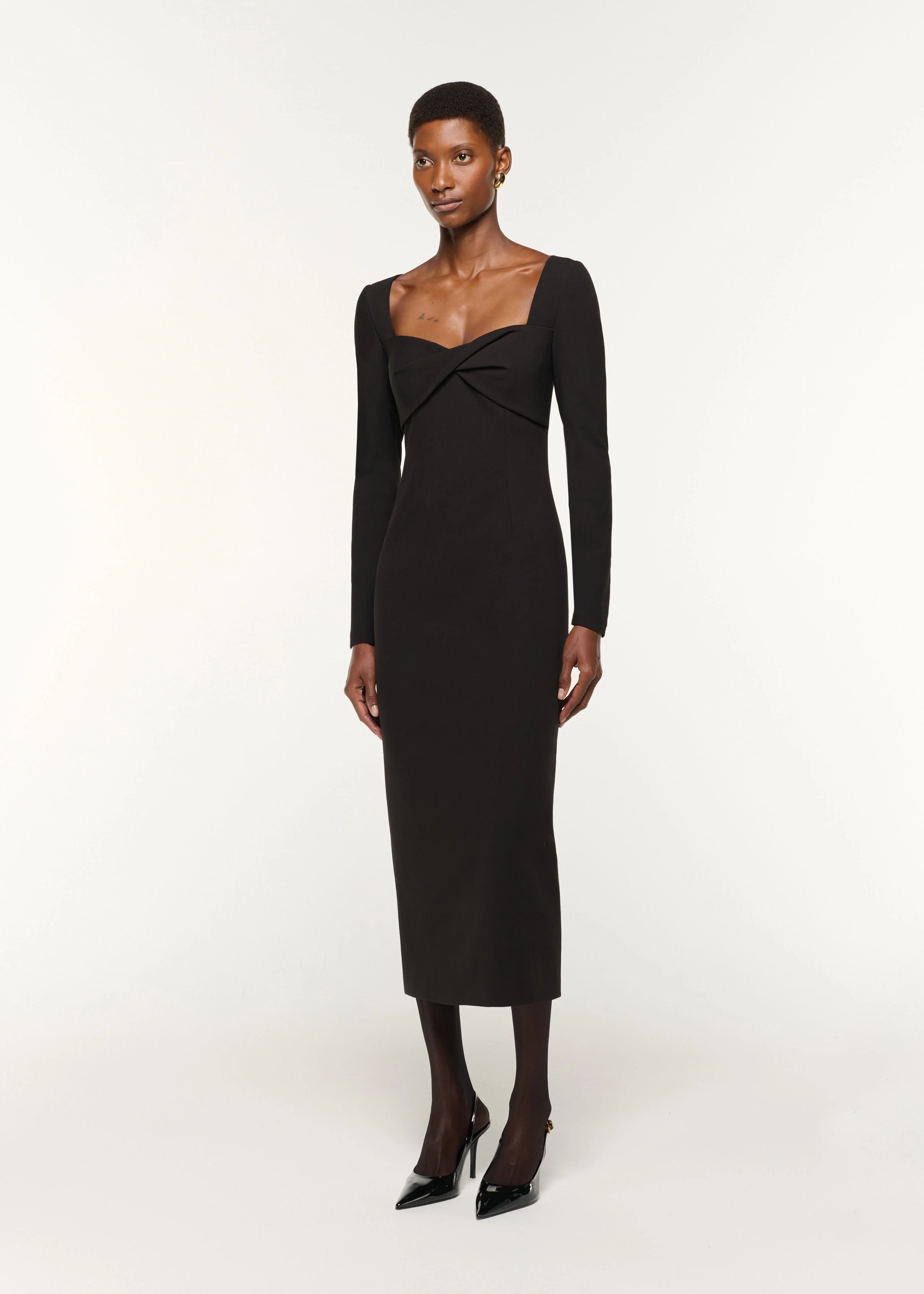 Twist Drape Stretch Crepe Dress - Image 2