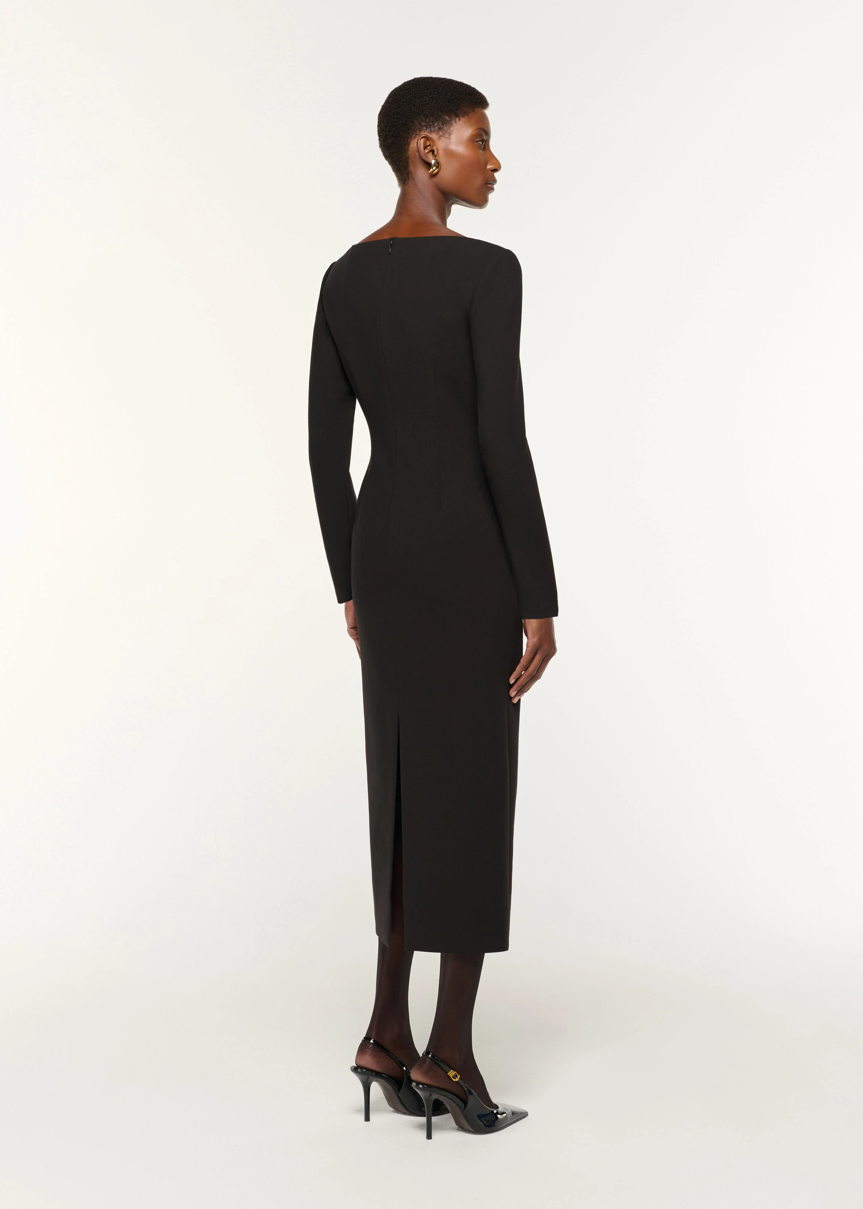 Twist Drape Stretch Crepe Dress - Image 3
