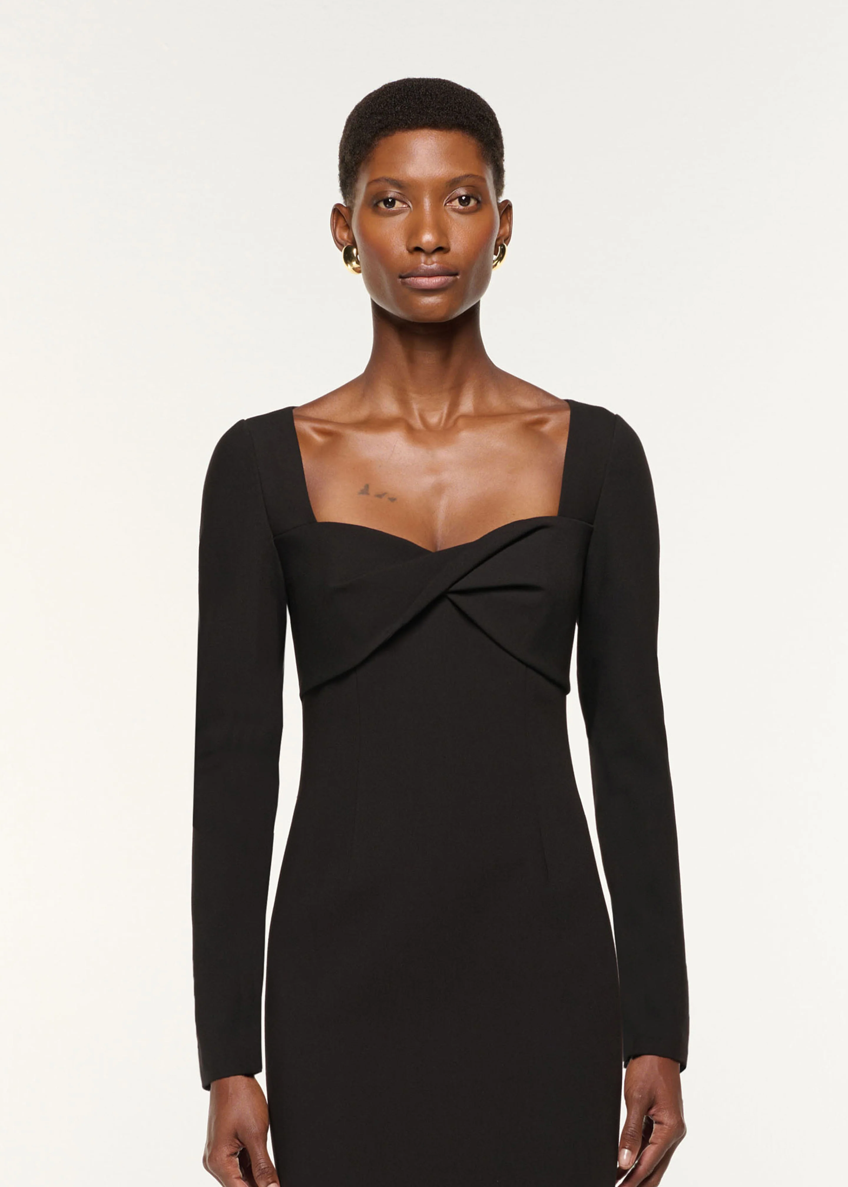 Twist Drape Stretch Crepe Dress - Image 4