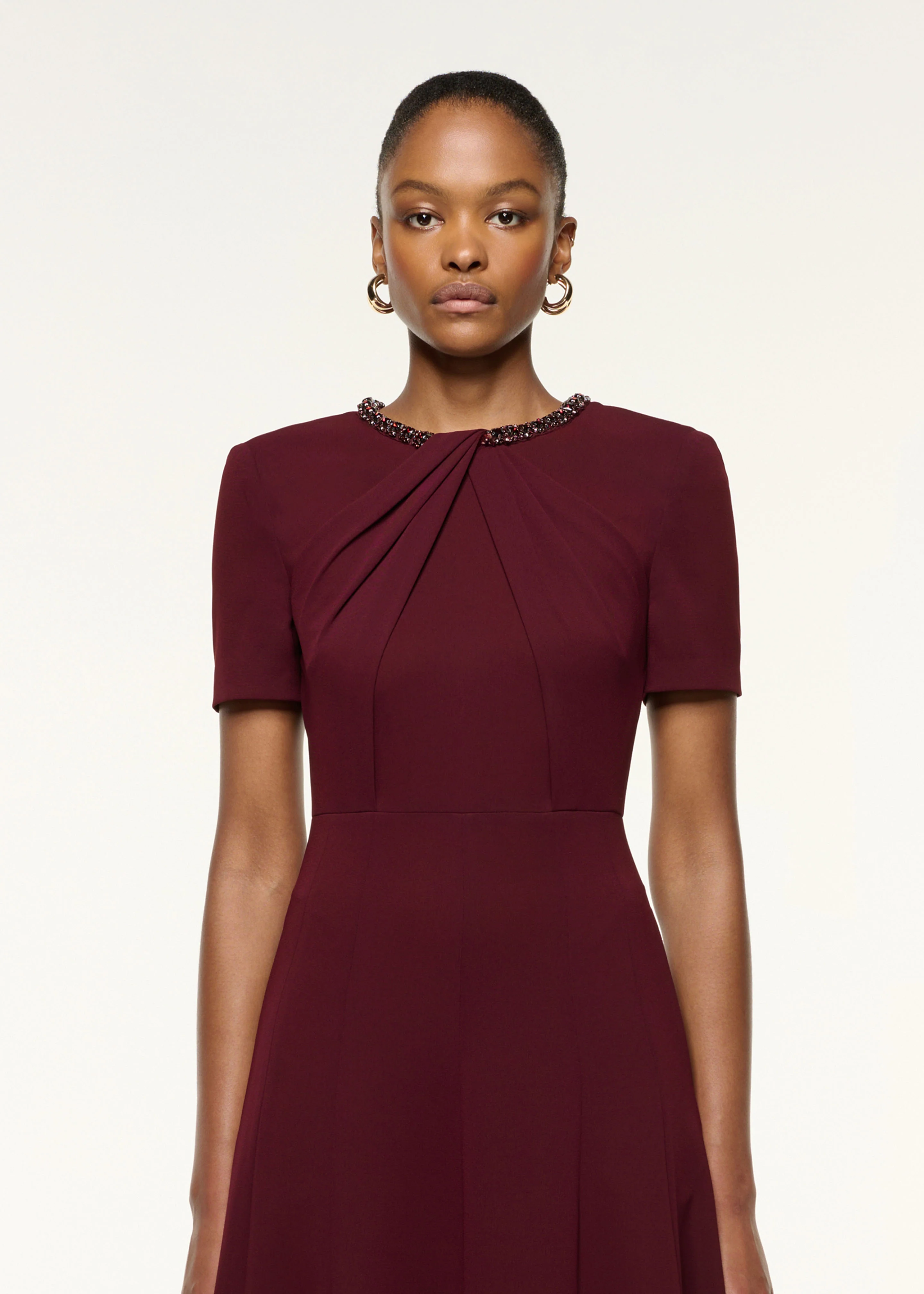Twisted Drape Crystal Trim Neckline Dress - Image 4