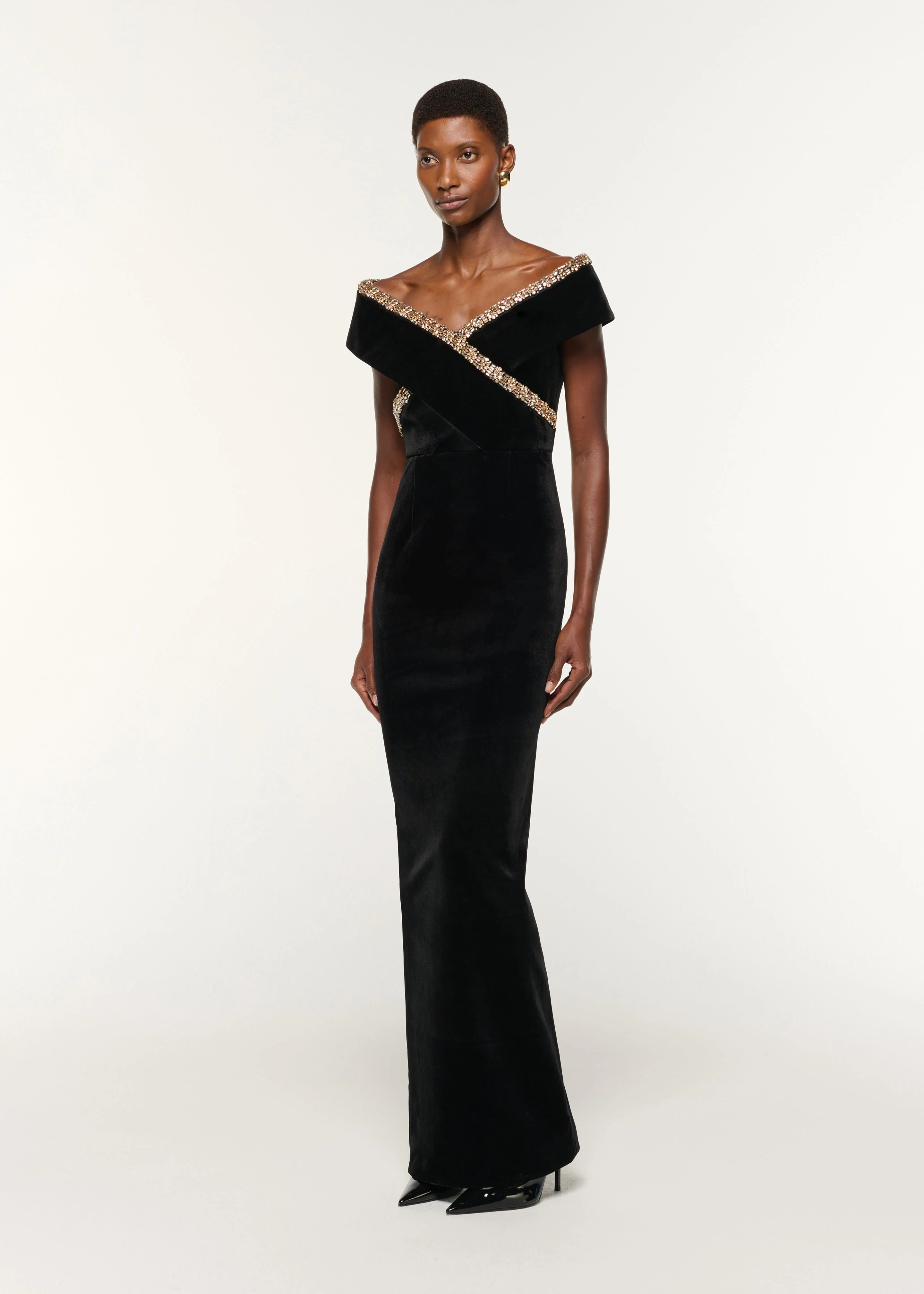 Velvet Diamante Crossover Gown - Image 2