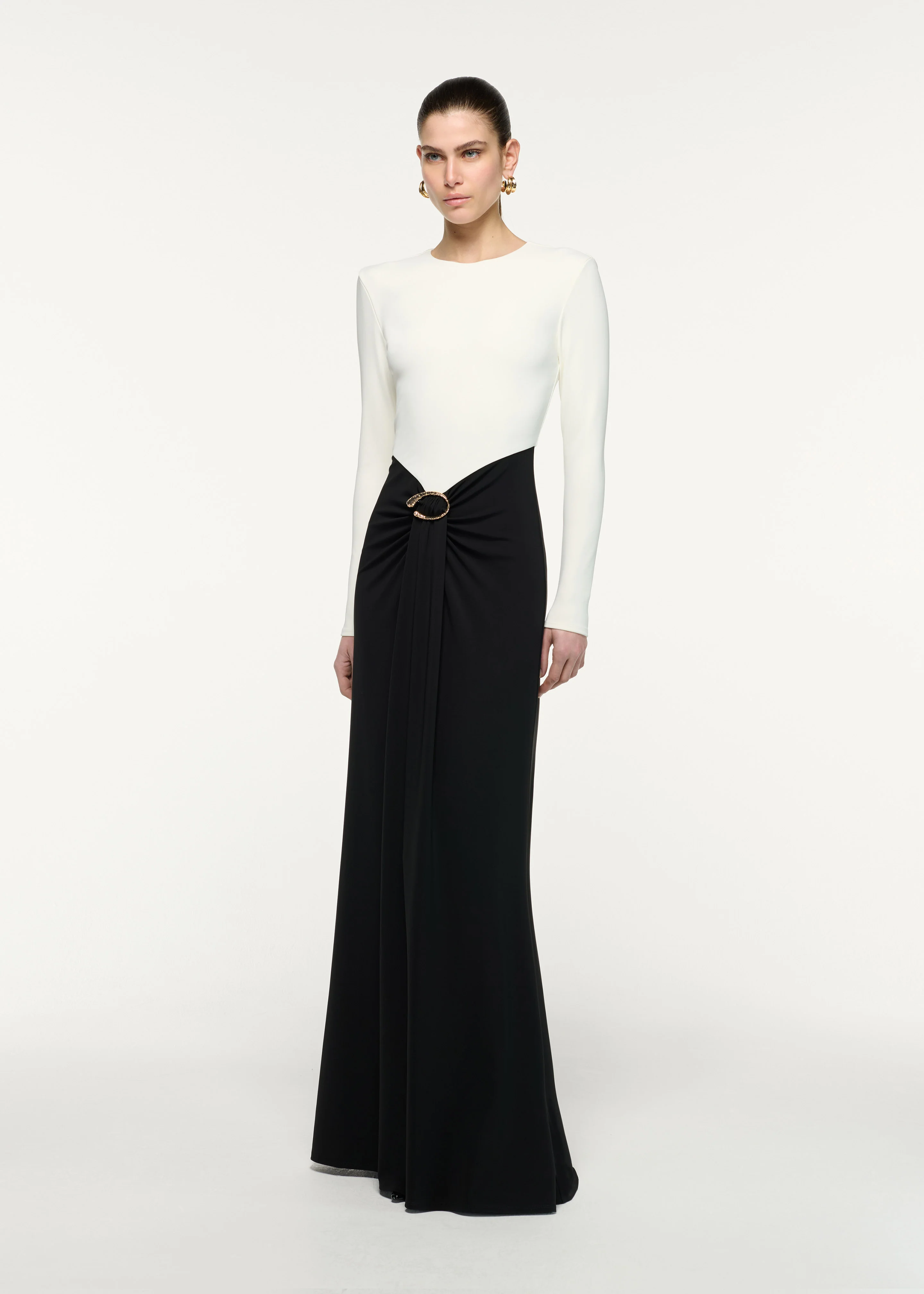 Waterfall Contrast Drape Gown - Image 2