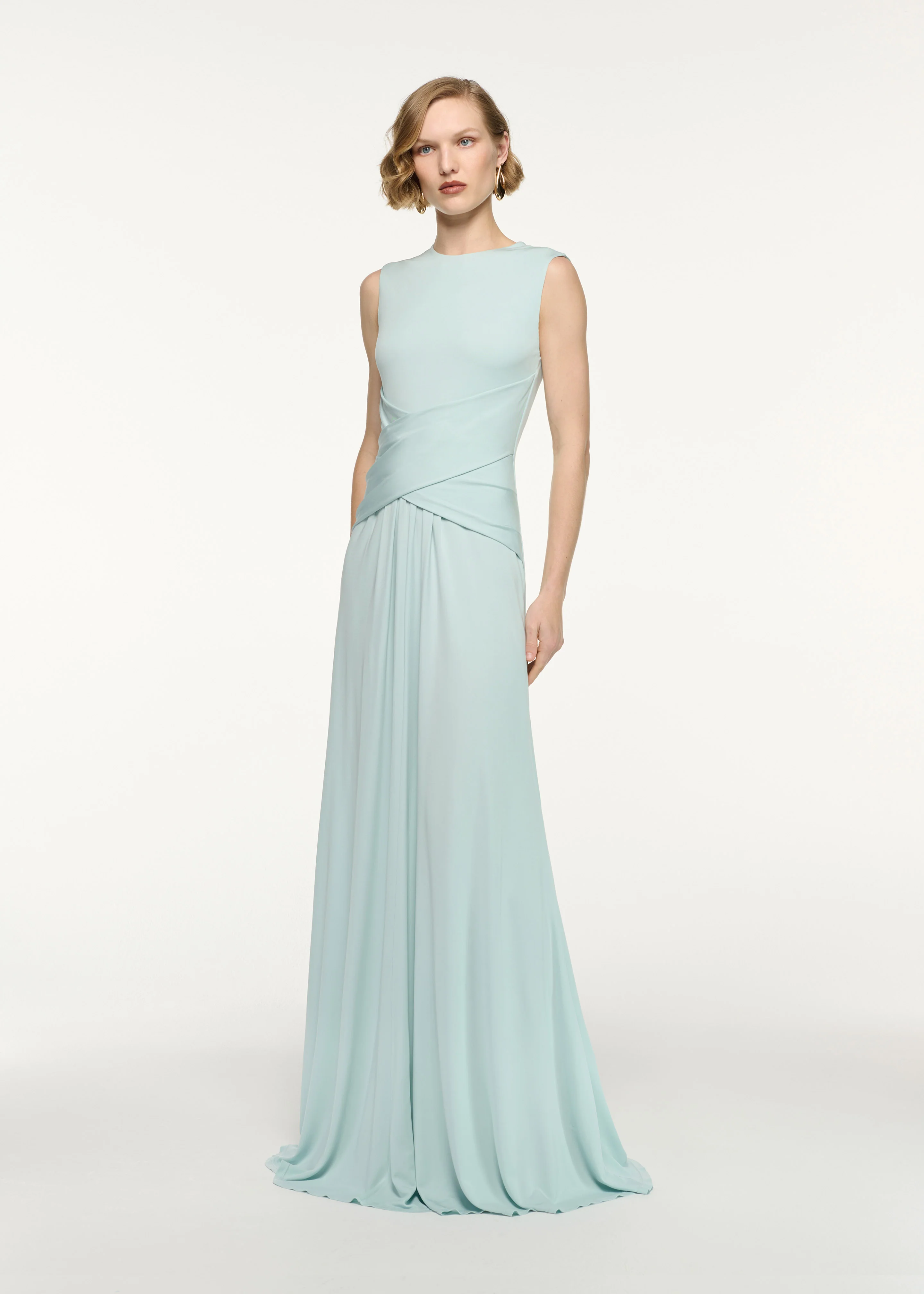 Waterfall Cross Drape Jersey Gown - Image 2