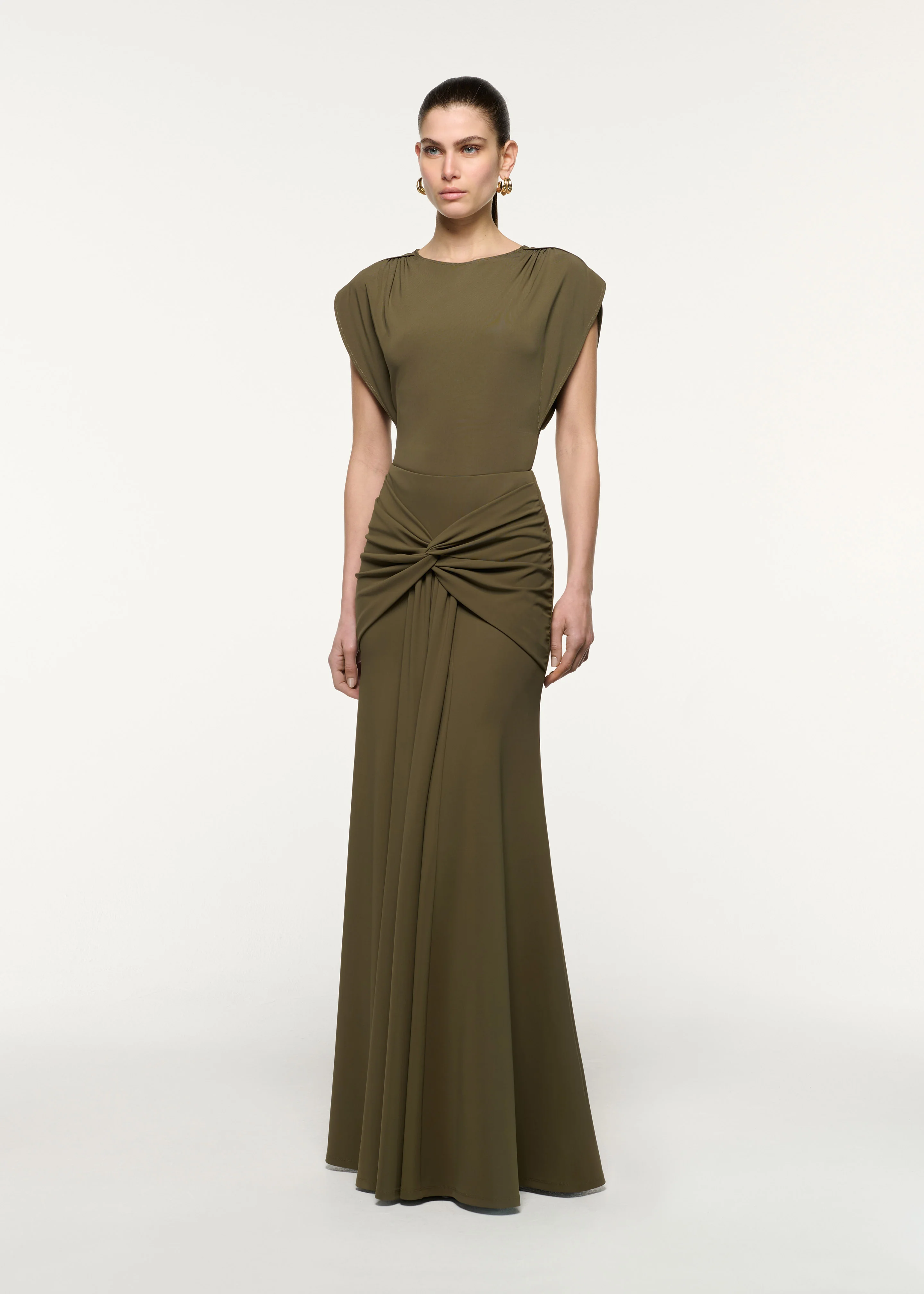 Waterfall Twist Drape Jersey Skirt - Image 2