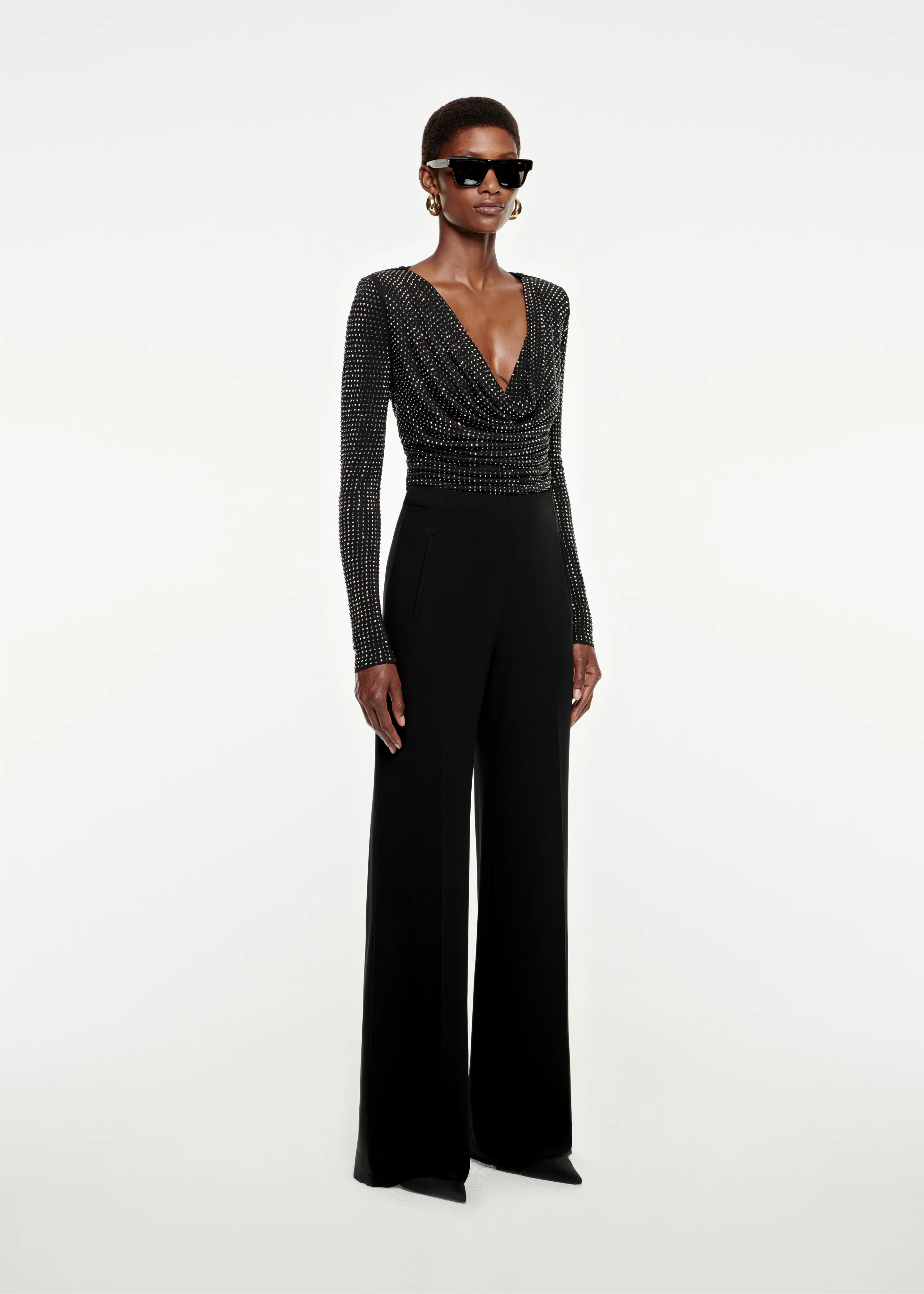 Wide Leg Stretch-Cady Trouser - Image 2