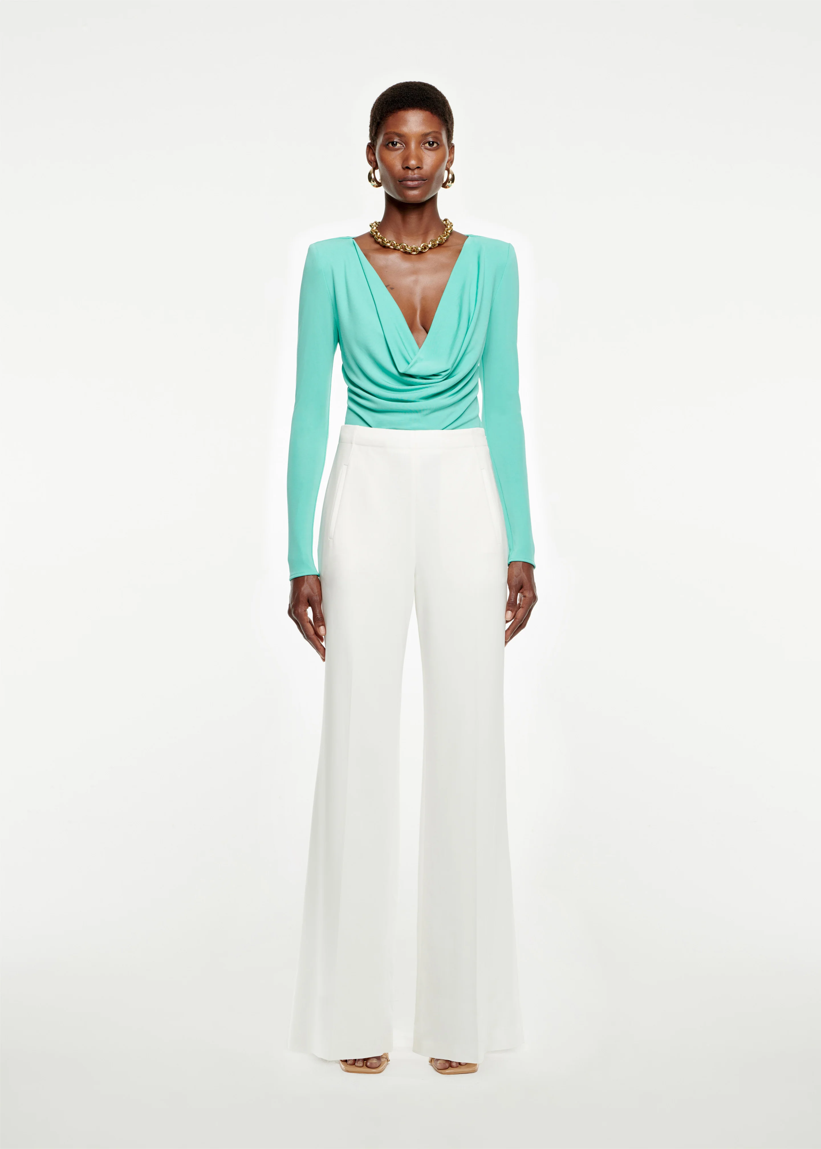 Wide Leg Stretch-Cady Trouser