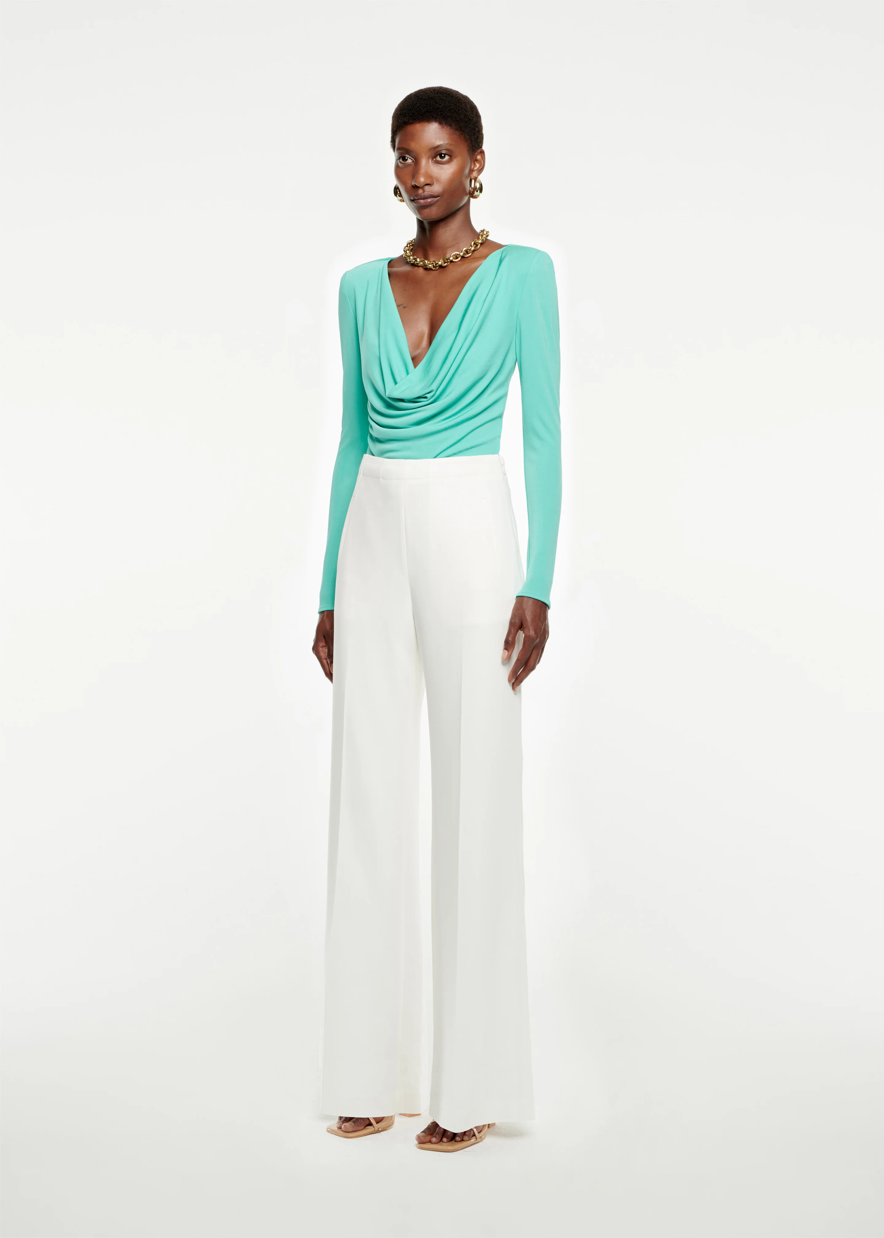 Wide Leg Stretch-Cady Trouser - Image 2