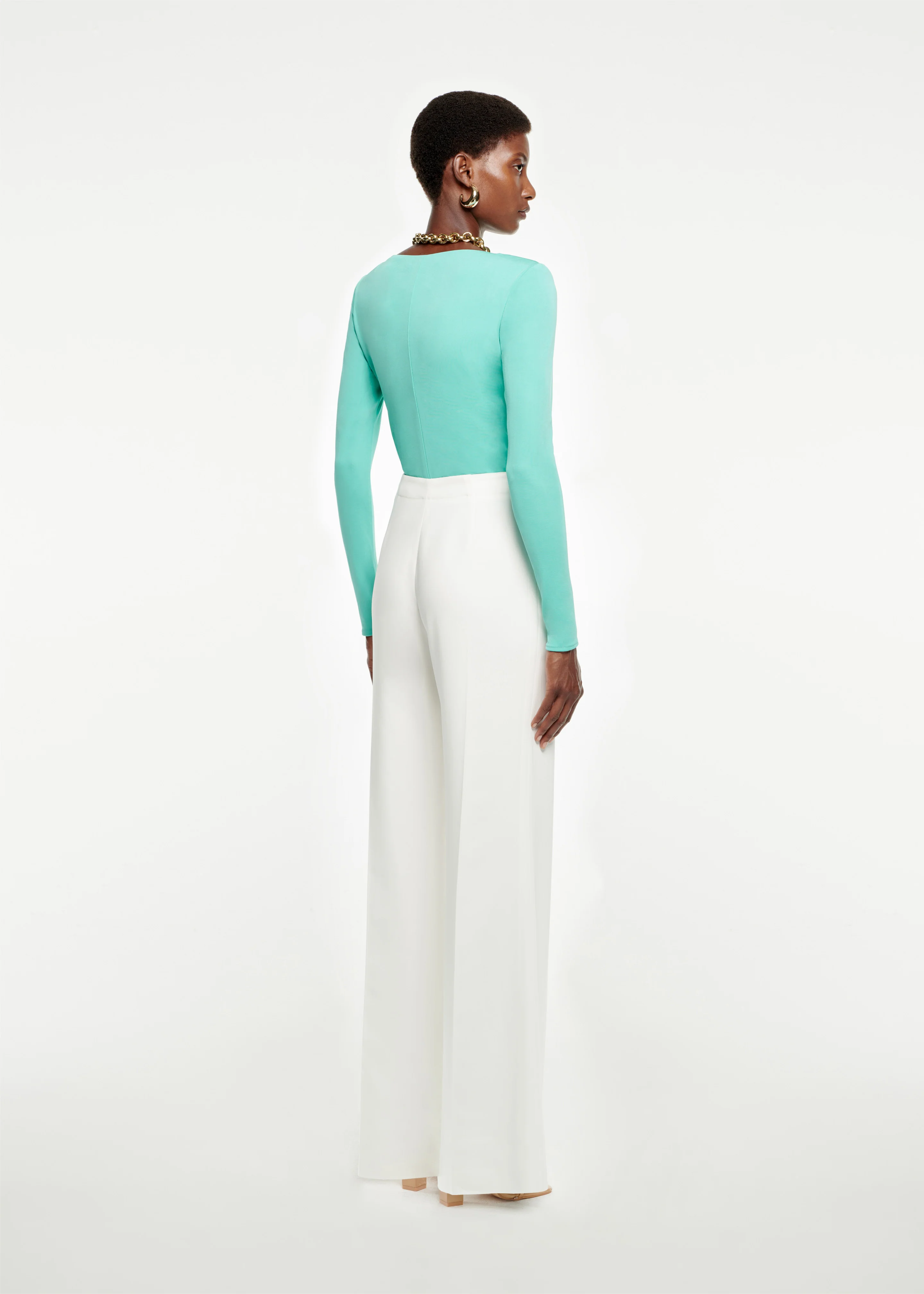 Wide Leg Stretch-Cady Trouser - Image 3