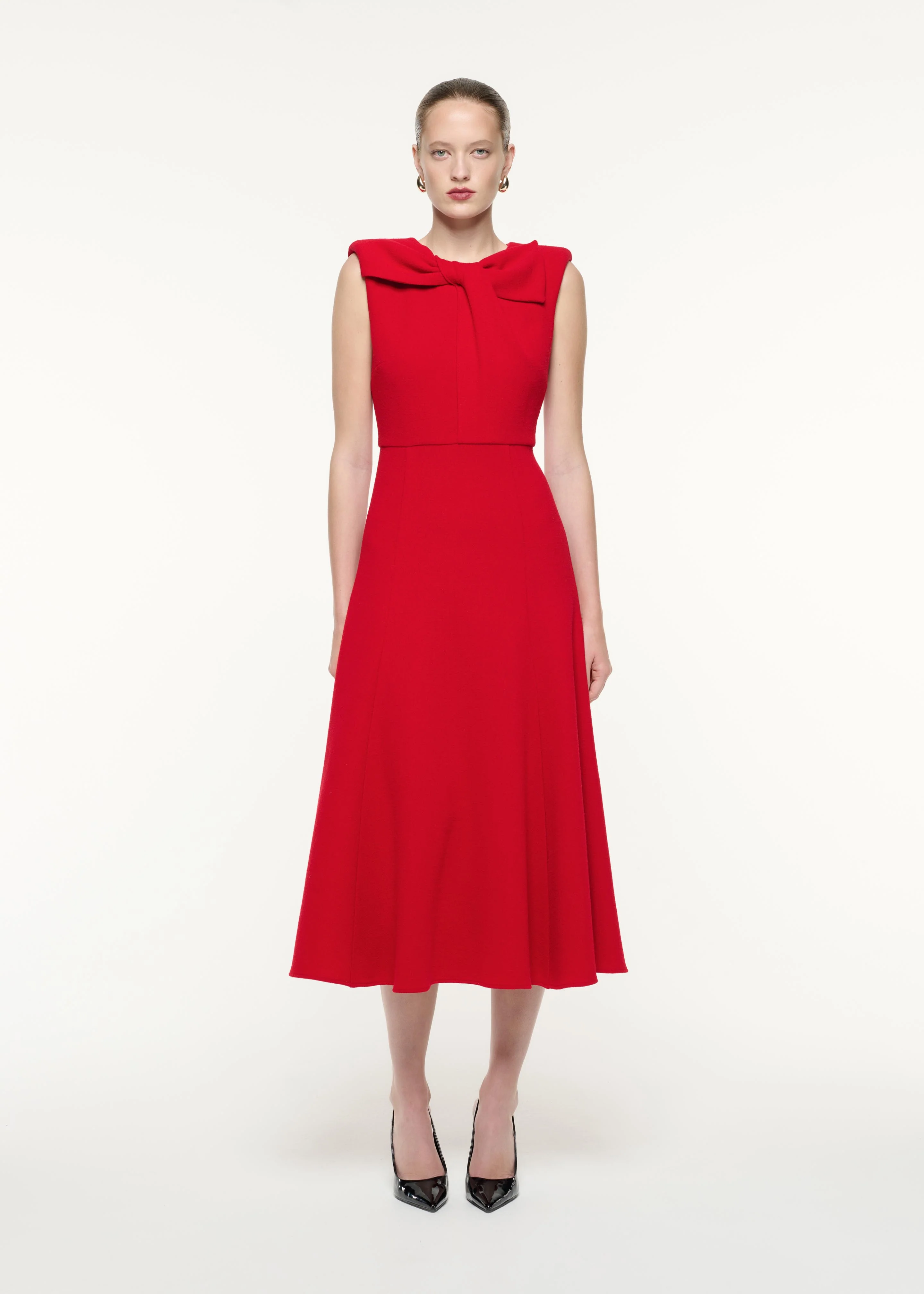 Wool Crepe Midi Dress