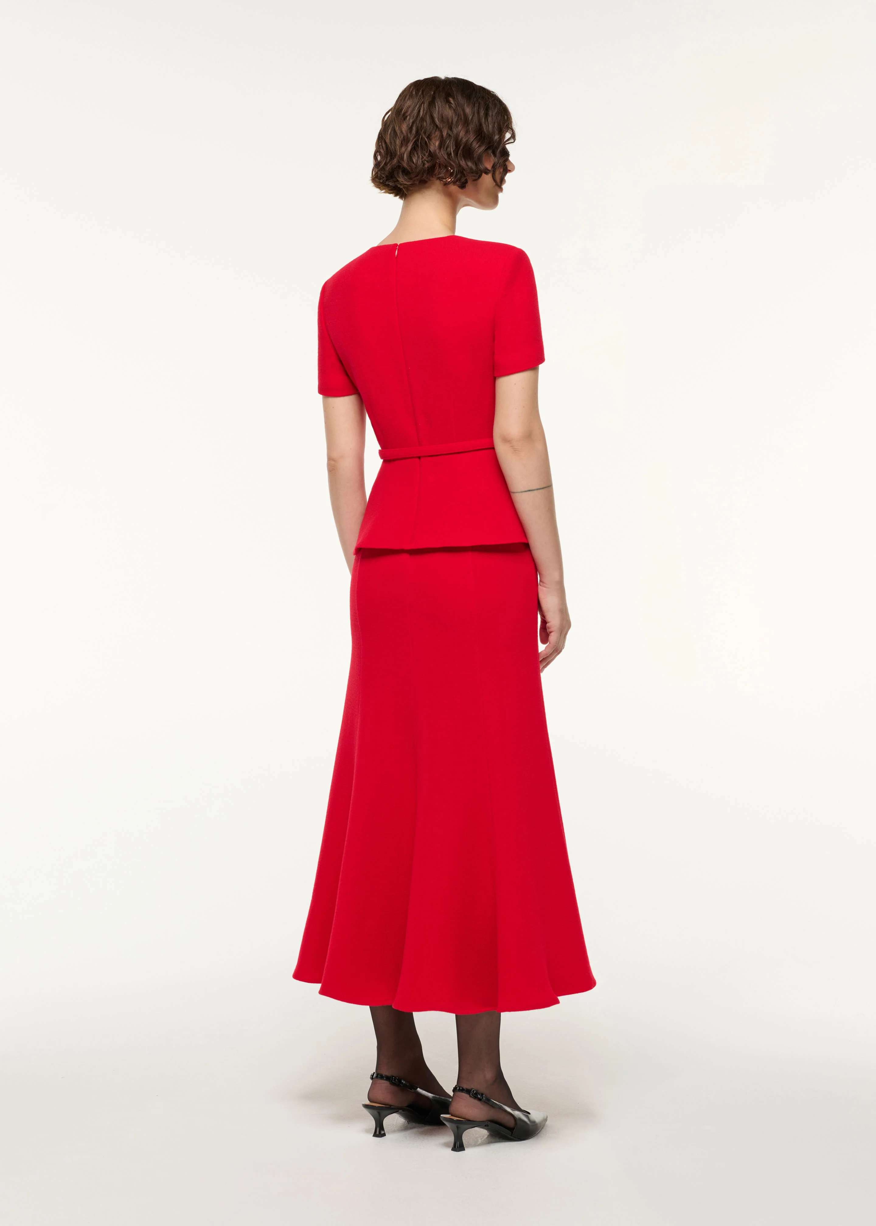 Wool Origami Peplum Drape Dress - Image 3