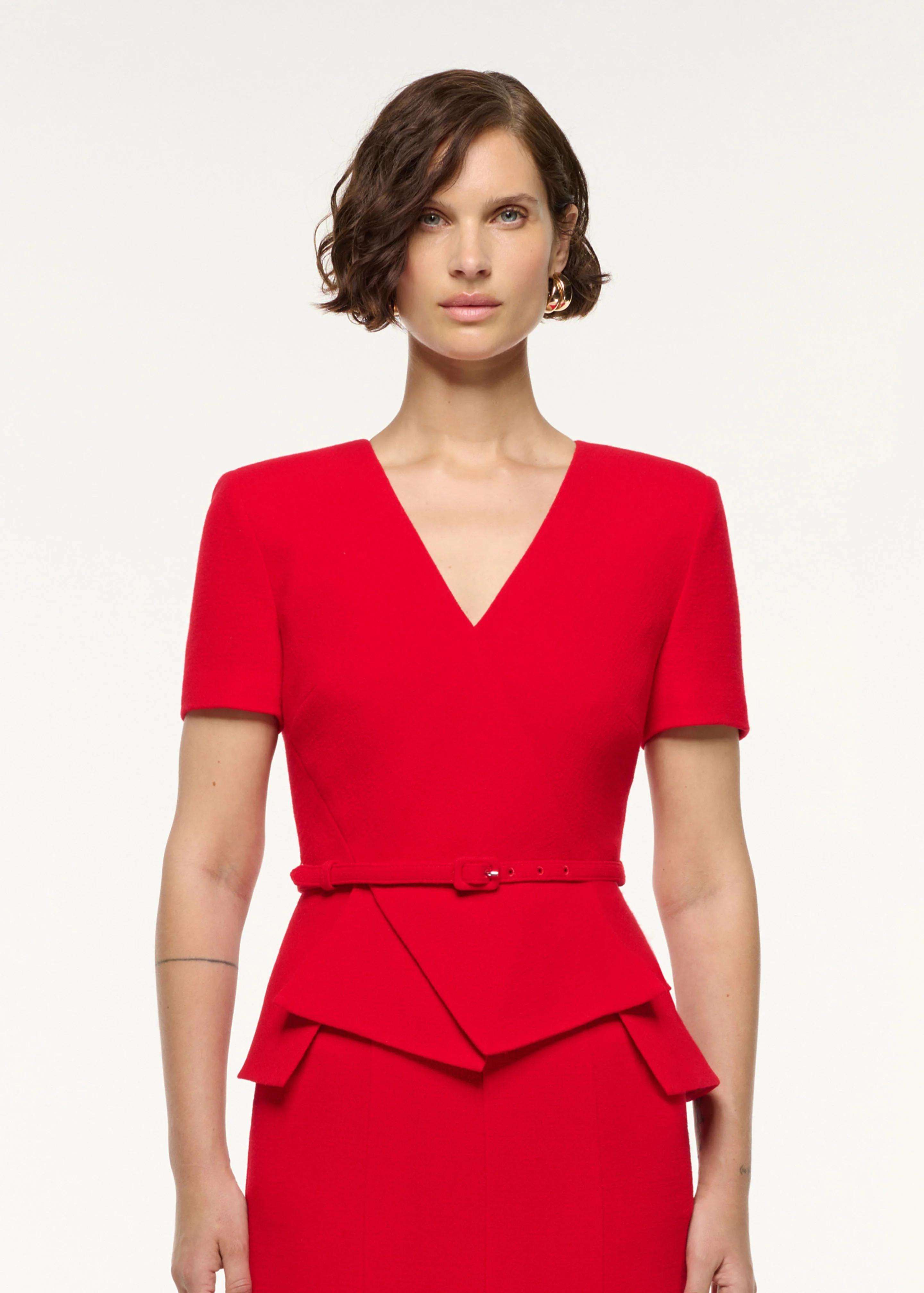 Wool Origami Peplum Drape Dress - Image 4