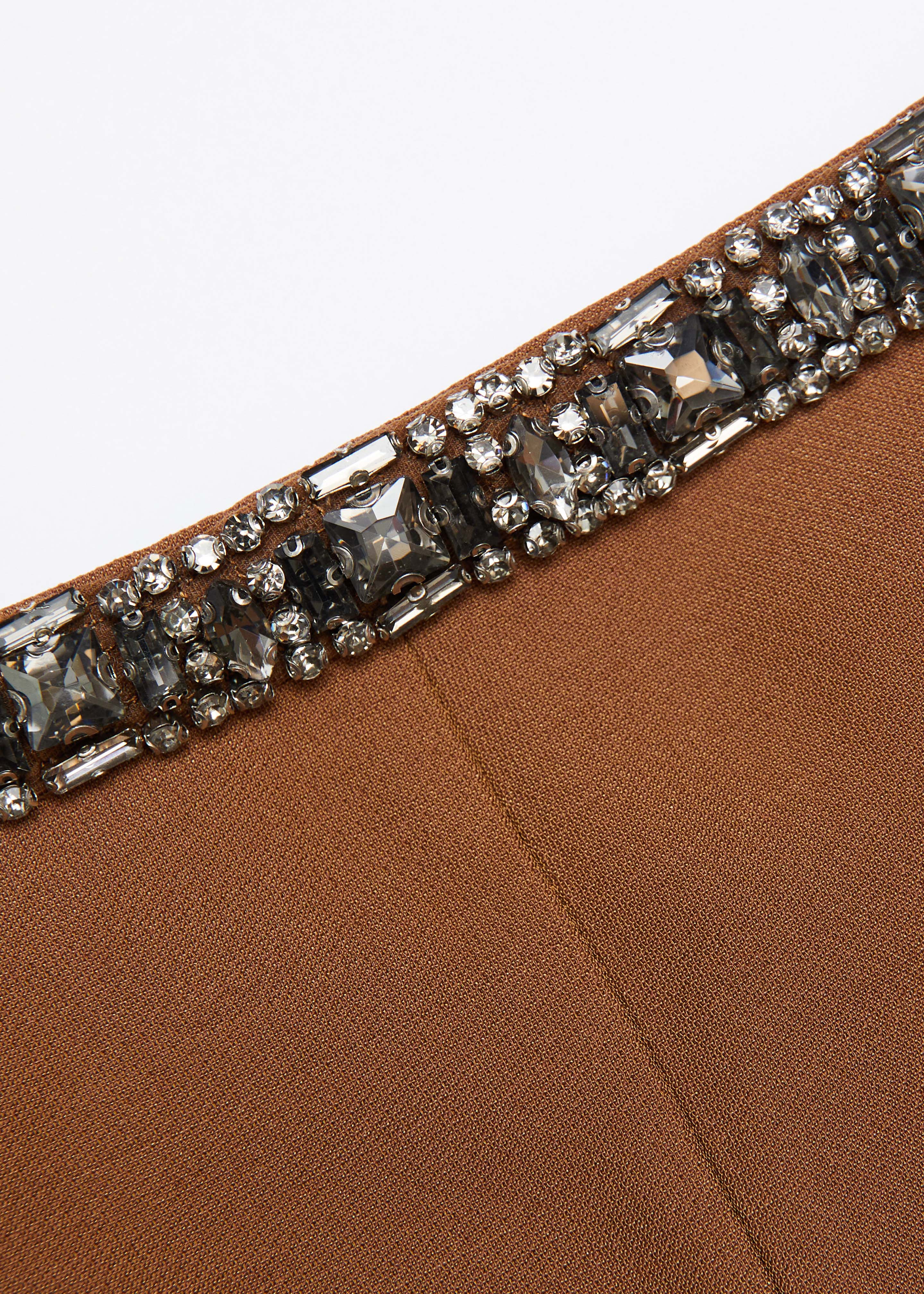 Wool Silk Crystal Trimmed Pleat Dress - Image 5